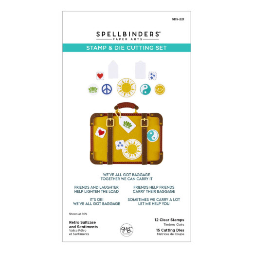 Spellbinders Clear Stamp & Die Set - We All Have Baggage - Retro Suitcase and Sentiments by Sheri Ballantyne
