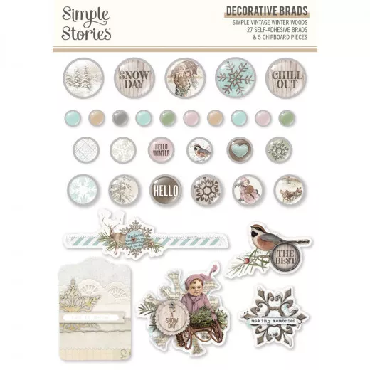 Simple Stories Decorative Brads - Simple Vintage Winter Woods