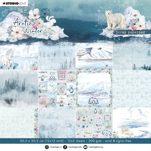 Studio Light 12x12 Scrap Paper Pad - Arctic Winter