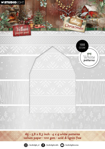 Studio Light - Vellum Pattern Paper Pad - Cottage Christmas - Backgrounds