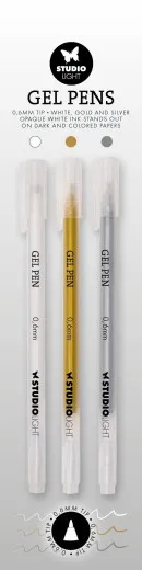 Studio Light - Gel Pens 0.6mm - White, Gold, Silver