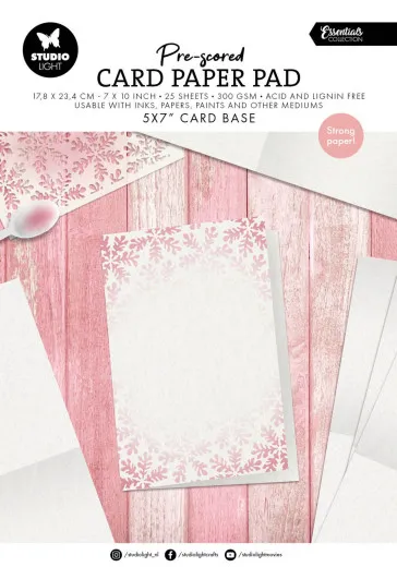 Studio Light - Pre-Scored Card Paper Pad 5x7 Inch White Cards