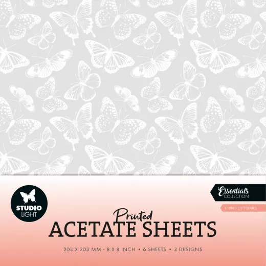 Studio Light - Printed Acetate Sheets - Essentials Nr. 10 - Spring Butterflies