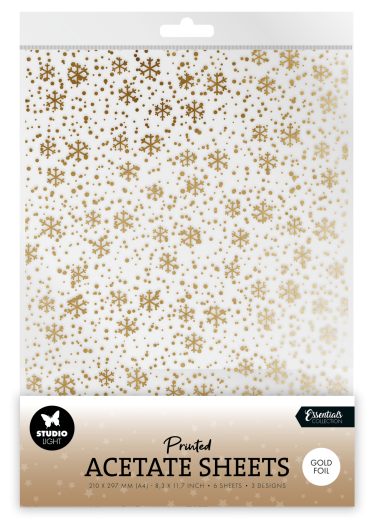Studio Light - Christmas Acetate Sheets - Snowflakes Gold