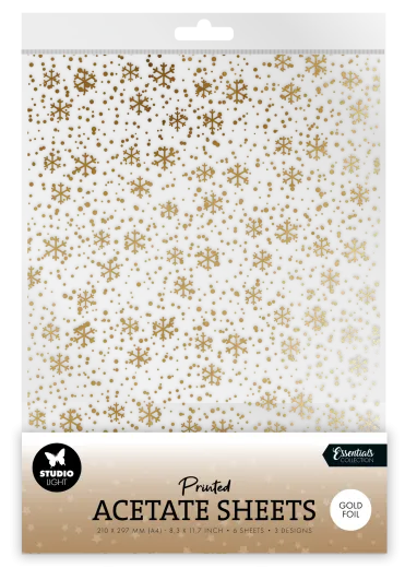 Studio Light - Christmas Acetate Sheets - Snowflakes Gold