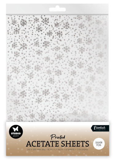 Studio Light - Christmas Acetate Sheets - Snowflakes Silver