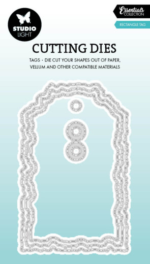 Studio Light - Essentials Cutting Dies - Torn Edge Cutting Die - Rectangle Tag