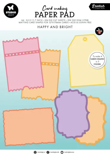 Studio Light A4 Die-Cut Card Shapes - Happy and Bright