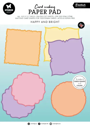 Studio Light A4 Die-Cut Card Shapes - Happy and Bright