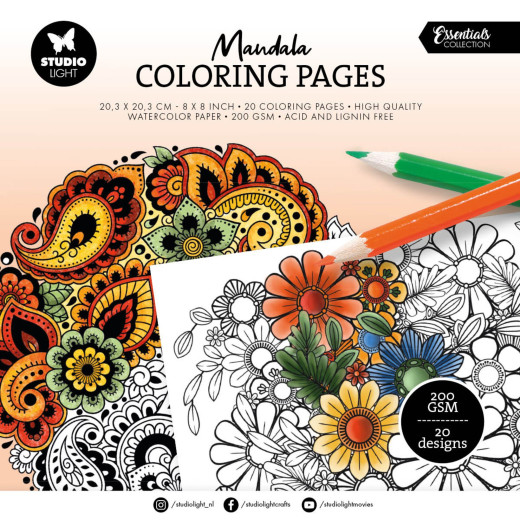 Studio Light 8x8 Paper Pad - Mandala - Coloring Pages