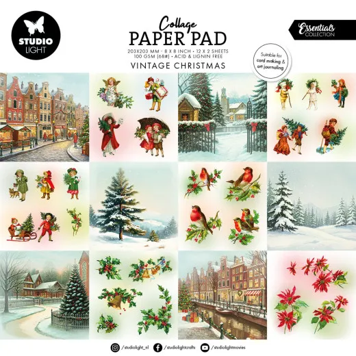 Studio Light - 8x8 Collage Paper Pad - Vintage Christmas