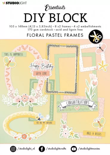 Studio Light A6 DIY Block - Essentials Nr. 65 - Floral Pastel Frames