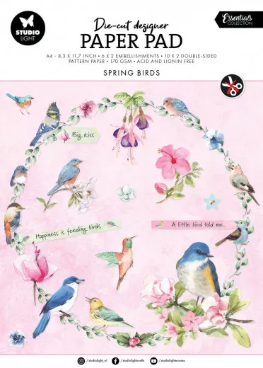 Studio Light - A4 Die-Cut Designer Paper Pad - Spring Birds