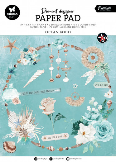 Studio Light - A4 Die-Cut Designer Paper Pad - Ocean Boho