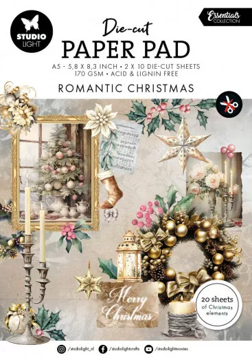 Studio Light Die-Cut Paper Pad - Christmas Essentials Nr. 201 - Romantic Christmas