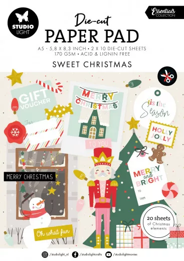 Studio Light Die-Cut Paper Pad - Christmas Essentials Nr. 203 - Sweet Christmas