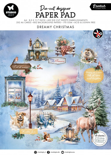 Studio Light - Die-Cut Paper Pad - Christmas Essentials Nr. 217 - Dreamy Christmas A4