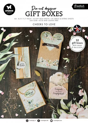 Studio Light - Die-Cut Designer Gift Boxes - Essentials Nr. 284 - Cheers to Love