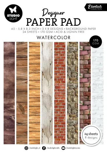 Studio Light - A5 Designer Paper Pad - Watercolor