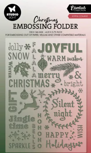 Studio Light Embossing Folder - Christmas Essentials Nr. 22 - Joyful Collage