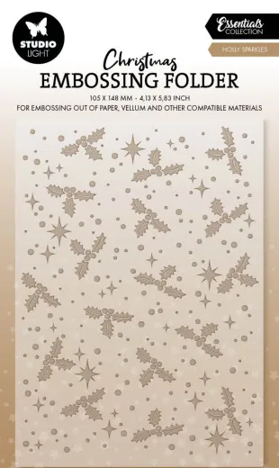 Studio Light - Christmas Embossing Folder - Holly Sparkles