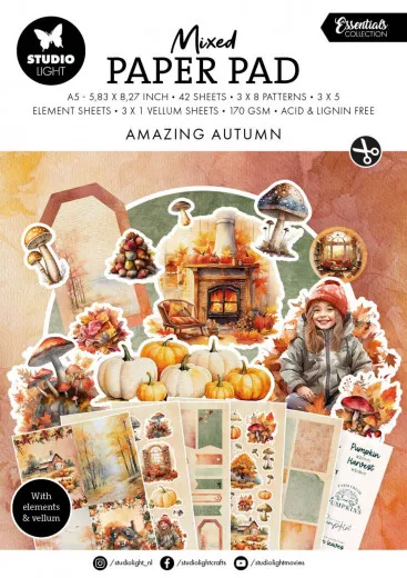 Studio Light A5 Mixed Paper Pad - Essentials Nr. 227 - Amazing Autumn