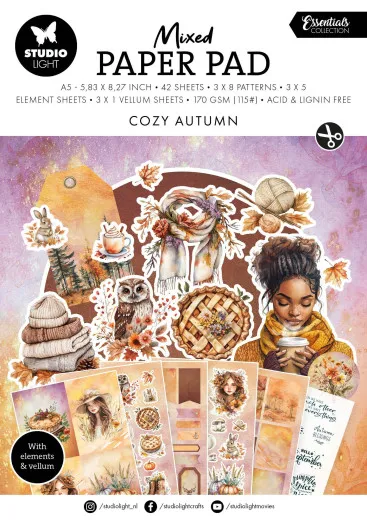 Studio Light A5 Mixed Paper Pad - Essentials Nr. 369 - Cozy Autumn