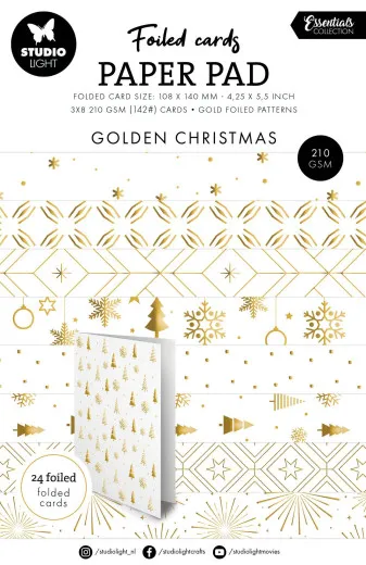 Studio Light - A6 Foiled Cards Paper Pad - Essentials Nr. 383 - Golden Christmas