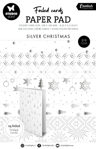 Studio Light - A6 Foiled Cards Paper Pad - Essentials Nr. 384 - Silver Christmas