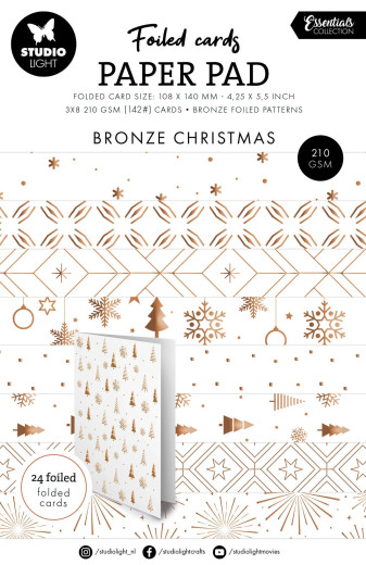 Studio Light - A6 Foiled Cards Paper Pad - Essentials Nr. 385 - Bronze Christmas