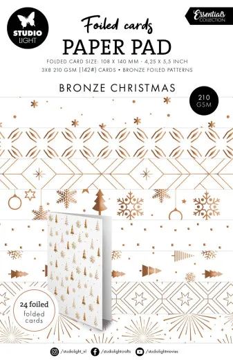 Studio Light - A6 Foiled Cards Paper Pad - Essentials Nr. 385 - Bronze Christmas