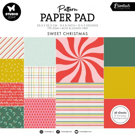 Studio Light 8x8 Paper Pad - Christmas Essentials Nr. 199 - Sweet Christmas - Pattern Paper