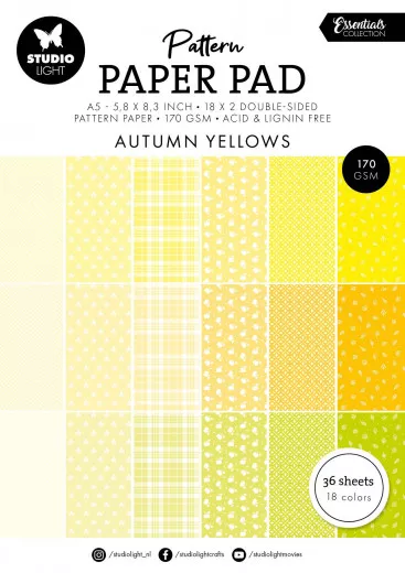 Studio Light - A5 Pattern Paper Pad - Essentials Nr. 233 - Autumn Yellow