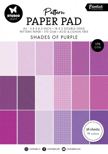 Studio Light - A5 Pattern Paper Pad - Essentials Nr. 249 - Shades Of Purple