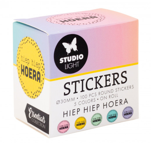 Studio Light Round Stickers on Roll - Hiep Hiep Hoera