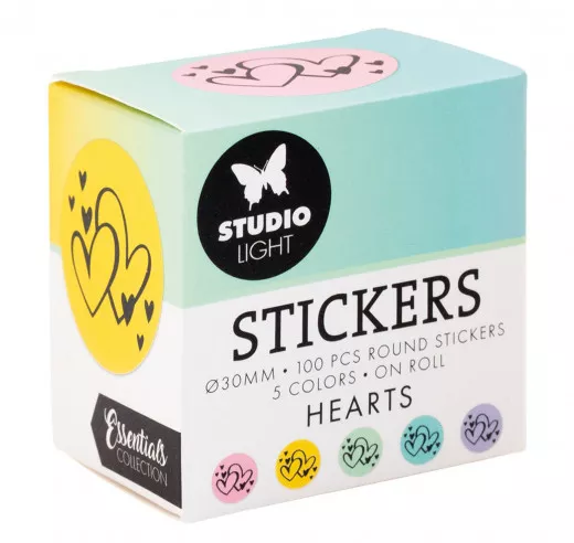 Studio Light Round Stickers on Roll - Hearts