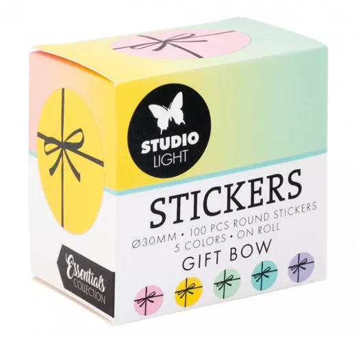 Studio Light Round Stickers on Roll - Gift Bow