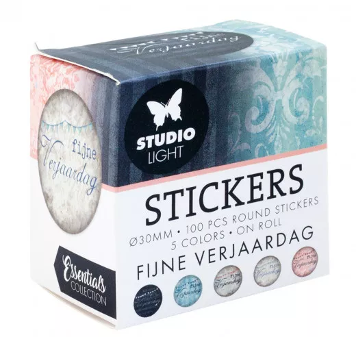 Studio Light Round Stickers on Roll - Fijne Verjaardag