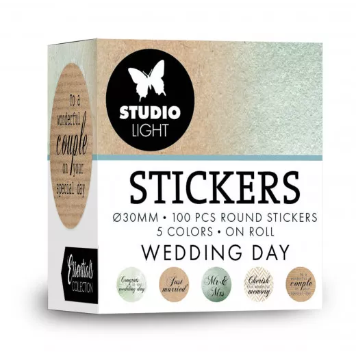 Studio Light Round Stickers on Roll - Wedding Day