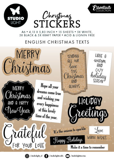 Studio Light - Christmas Stickers Nr. 39 - English Christmas Texts