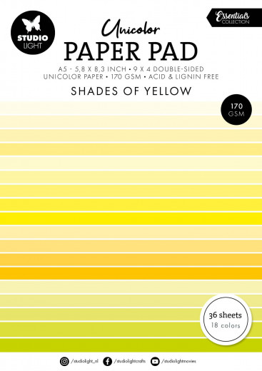 Studio Light - Unicolor Paper Pad - Essentials Nr. 231 - Shades Of Yellow