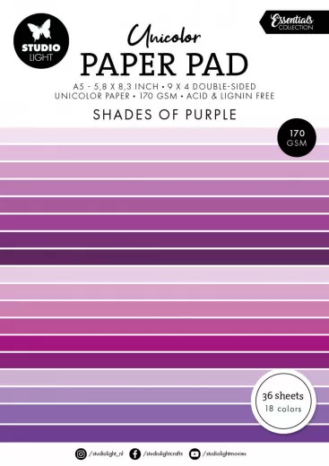 Studio Light - Unicolor Paper Pad - Essentials Nr. 247 - Shades Of Purple