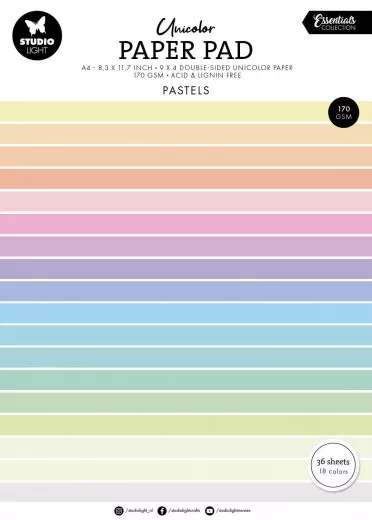 Studio Light - Unicolor Paper Pad - Essentials Nr. 298 - Pastels Tones