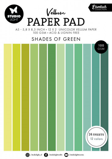 Studio Light - A5 Vellum Paper Pad - Essentials Nr. 193 - Shades of Green