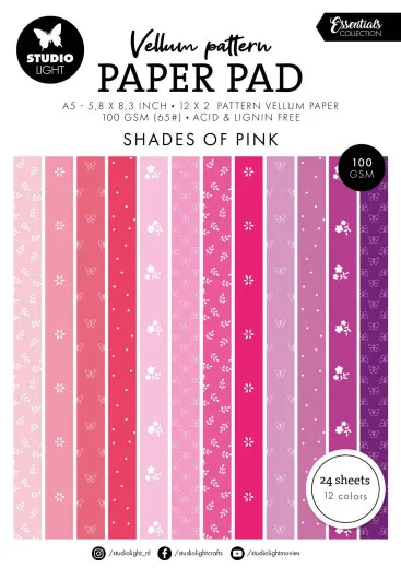 Studio Light - Vellum Pattern Paper Pad - Shades of Pink