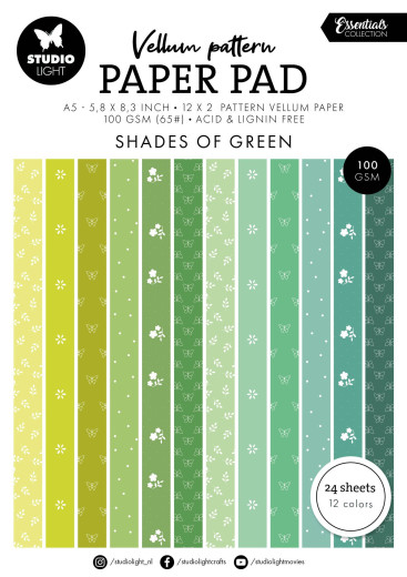Studio Light - Vellum Pattern Paper Pad - Shades of Green