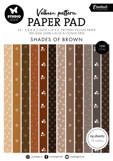 Studio Light - Vellum Pattern Paper Pad - Shades of Brown