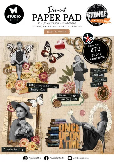 Studio Light - Die-Cut Paper Pad - Grunge Elements