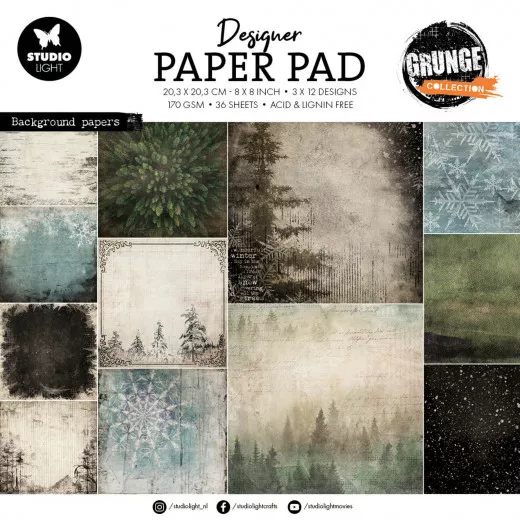 Studio Light 8x8 Paper Pad - Grunge Collection Nr. 187 - Background Papers