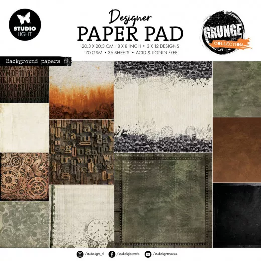 Studio Light 8x8 Paper Pad - Grunge Collection Nr. 243 - Background Papers